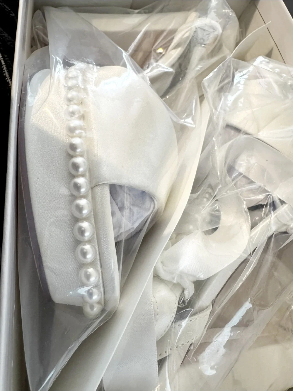 Ivory Pearl Bridal Platform Heels Wedding Shoes 8.5 NIB